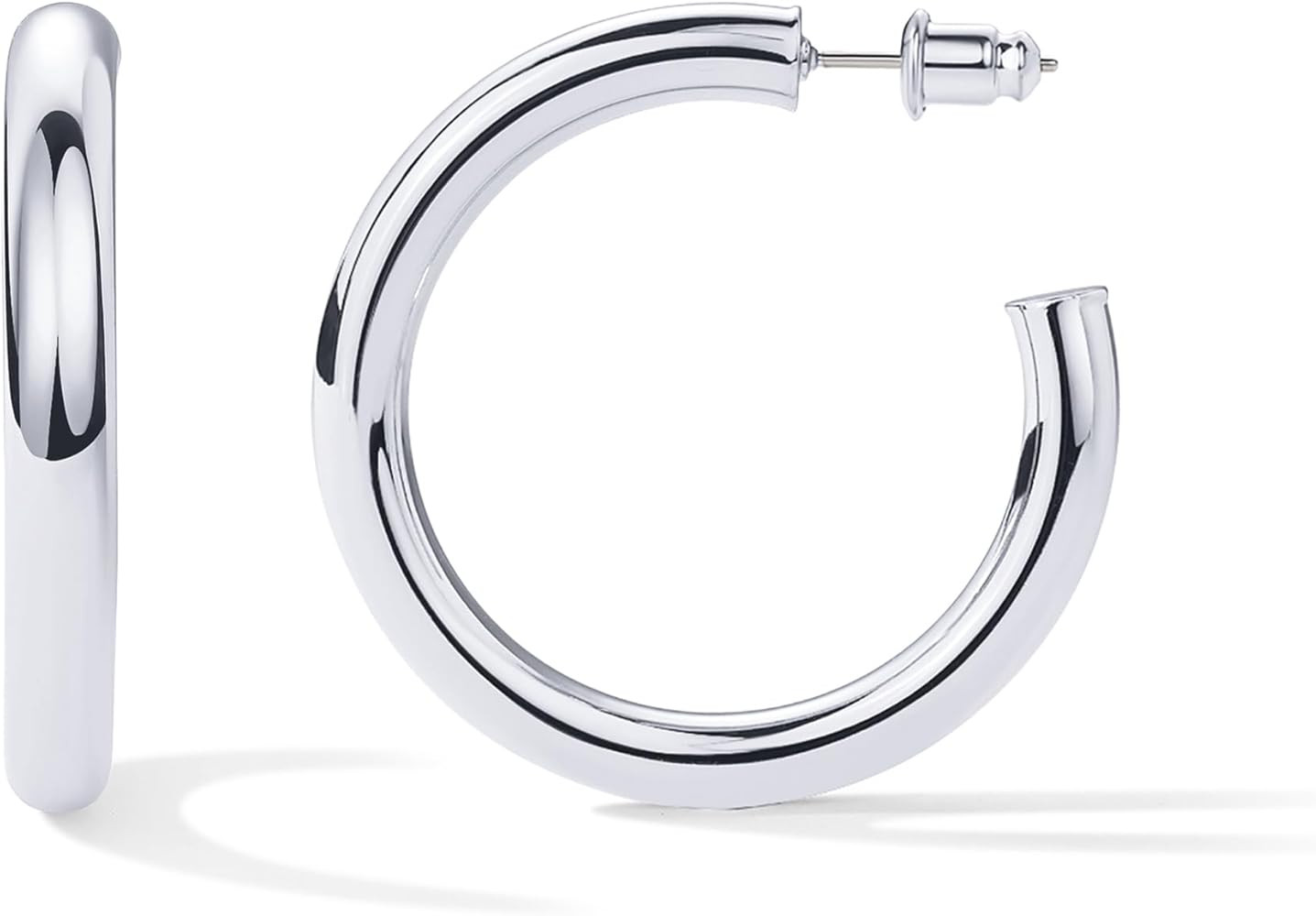 PAVOI 14K Gold Plated Lightweight Chunky Open Hoops | Gold Hoop Earrings for Women | Amazon (US)