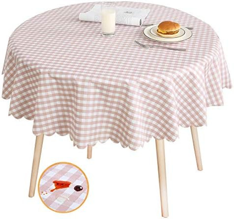 LOHASCASA Round Vinyl Oilcloth Tablecloth Waterproof PVC Wipeable Spillproof Peva Heavy Duty Vynl... | Amazon (US)