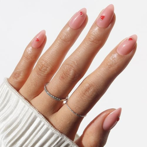 Glamnetic Press On Nails - Juicy Slice | Short Almond Fake Nails with 3D Watermelon Designs on Sheer Pink Base in Glossy Finish, Salon Quality | 15 Sizes - 30 Nail Kit with Glue | Amazon (US)