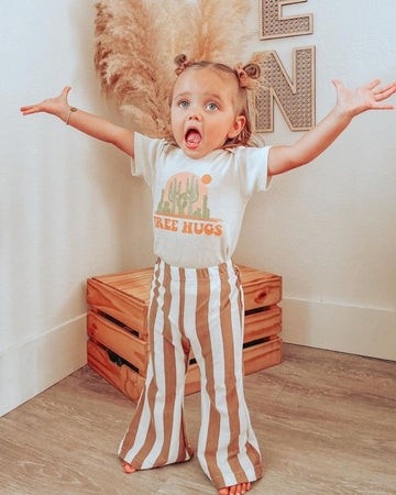 Blakely Boho Bell Bottoms - Tan Stripes | Bailey's Blossoms