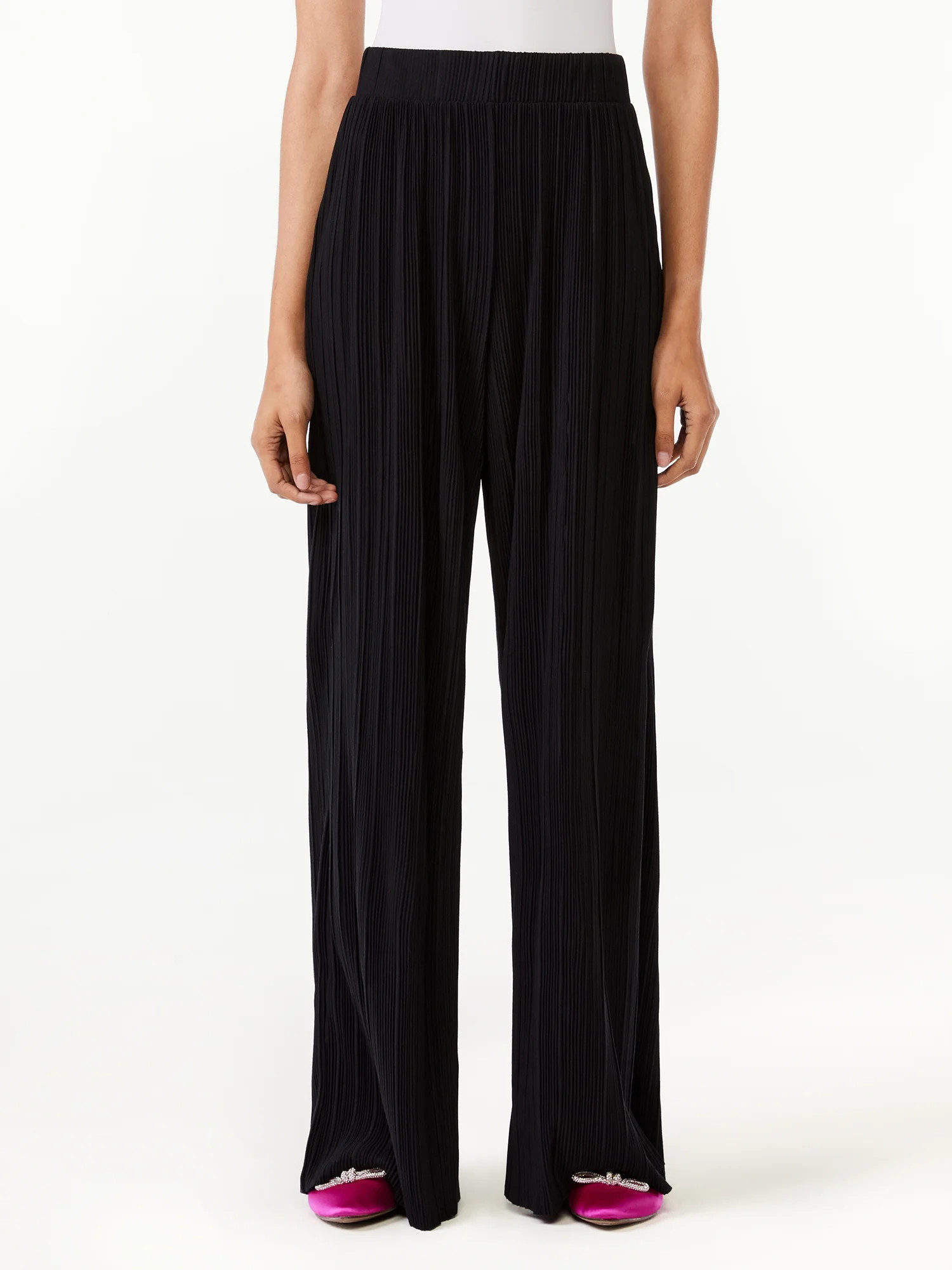 Scoop Women's Crinkle Wide Leg Pants - Walmart.com | Walmart (US)