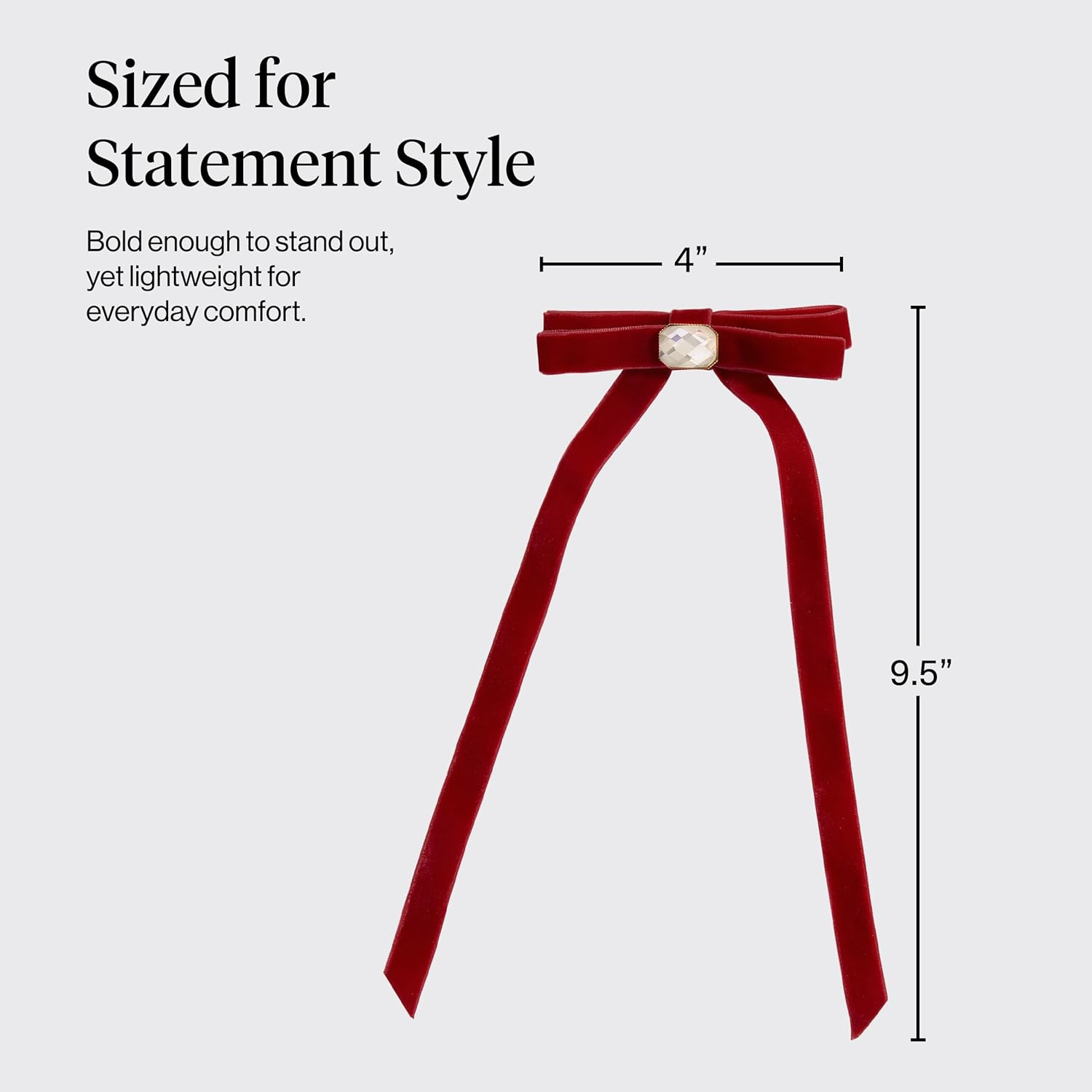 Kitsch Velvet Bow Hair Clip with Gemstone – Red Duckbill Hair Clips for Women | Lightweight, Co... | Amazon (US)