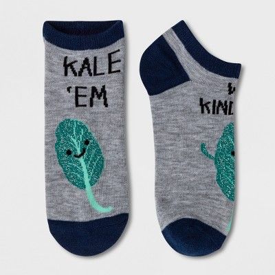 Women's Kale Em With Kindness Casual Socks - Xhilaration™ Gray One Size | Target