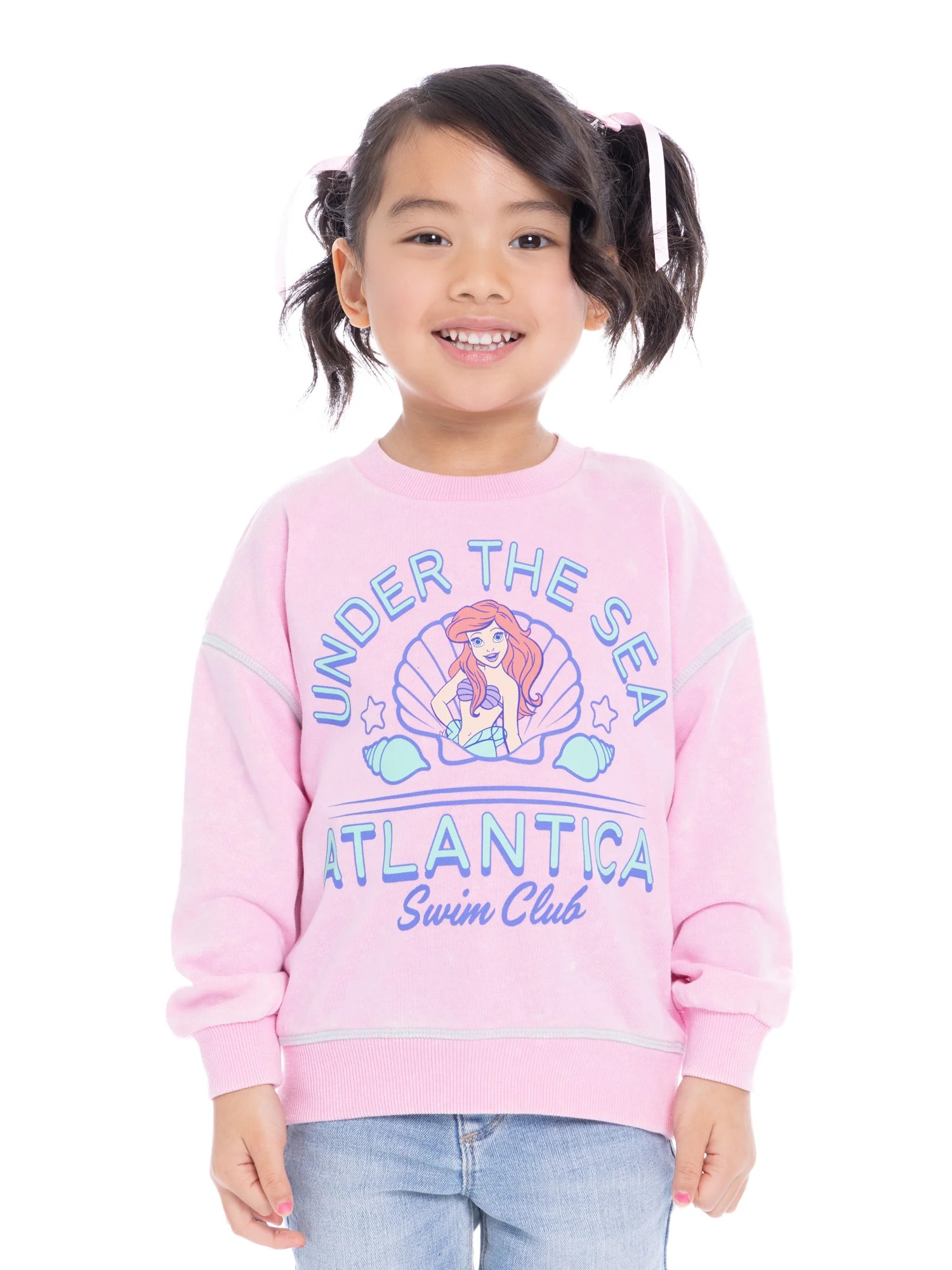 The Little Mermaid Toddler Girl Ariel Graphic Crewneck Pullover Sweatshirt, Sizes 12M-5T | Walmart (US)