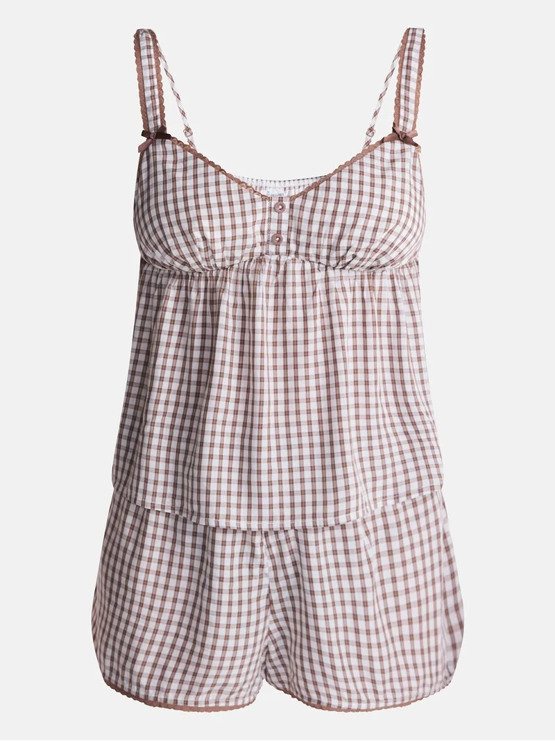 No Boundaries Woven Cami Top and Shorts Sleep Set, 2-Piece, Women's XS-XXL | Walmart (US)