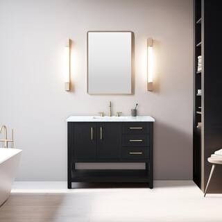 Check The Home Depot's Q&A Before Buying: SUDIO Oliver 42 in. W Bath Vanity in Black Oak with Eng... | The Home Depot