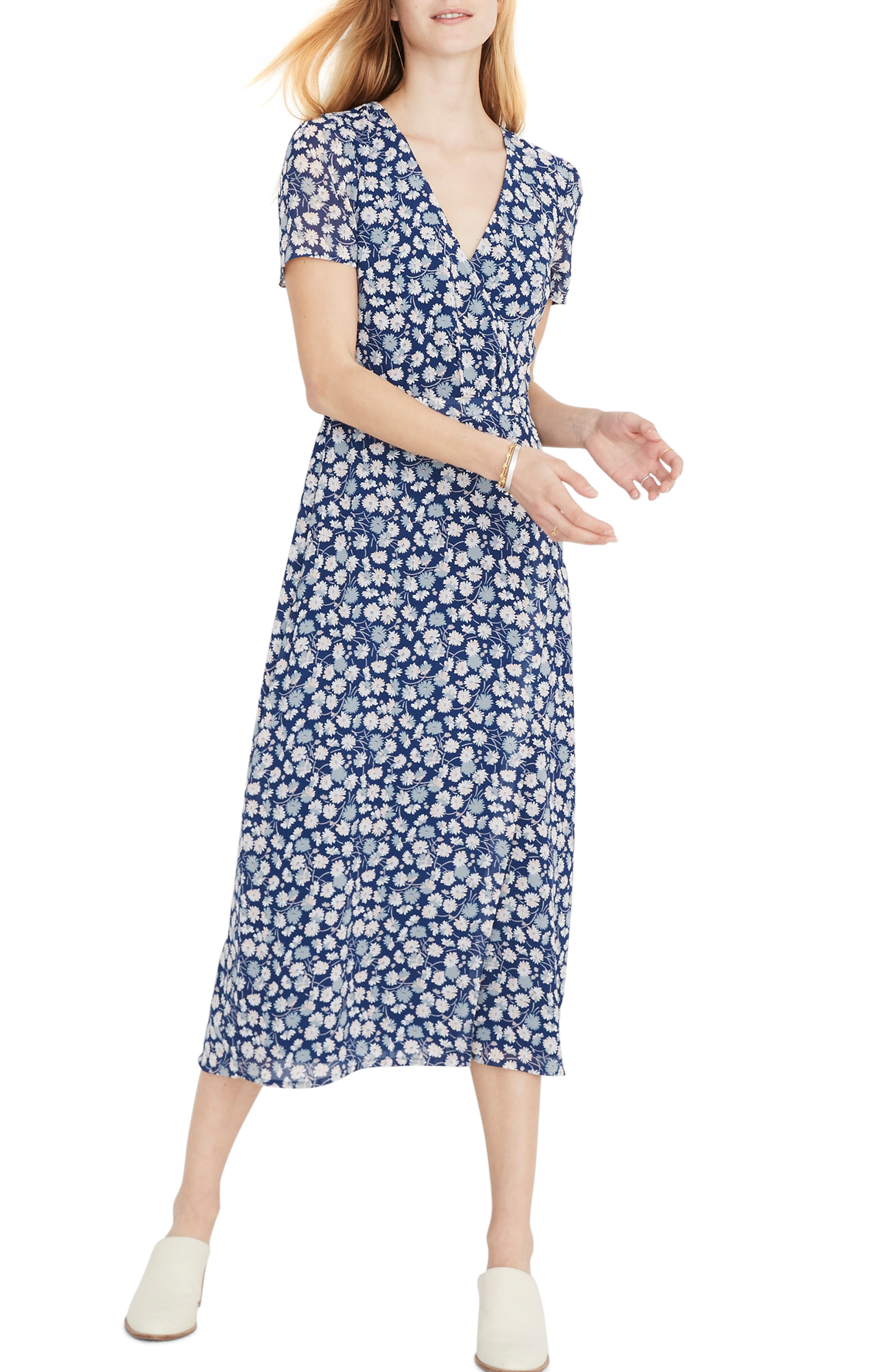 Floral Wrap Front Midi Dress | Nordstrom