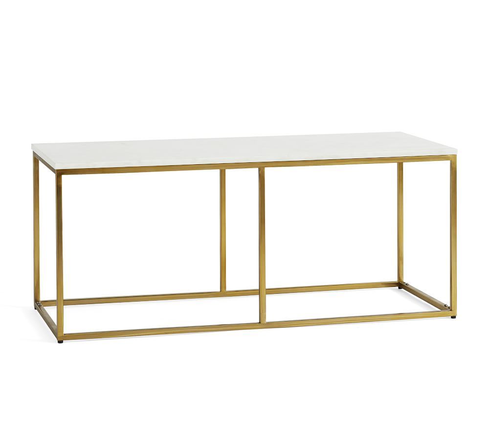 Delaney Marble Rectangular Coffee Table, Antique Brass, 40.5&amp;quot;L | Pottery Barn (US)