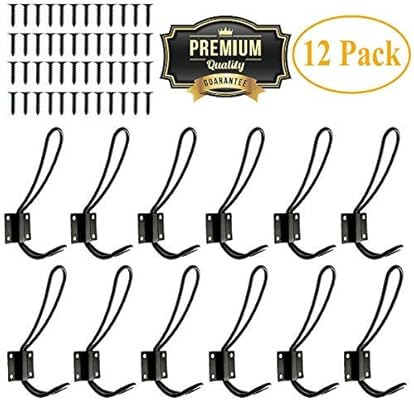 Rustic Entryway Hooks-12 Pack Farmhouse Hooks with Metal Screws Included,Black Decorative Wall Mo... | Amazon (US)