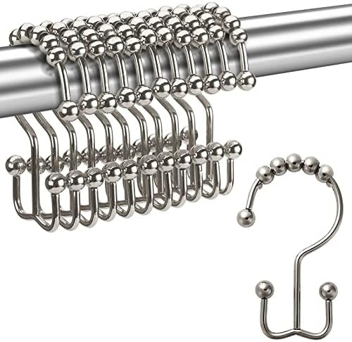 Titanker Shower Curtain Hooks, Shower Curtain Rings Rust Proof Metal Double Glide Shower Hooks Ri... | Amazon (US)