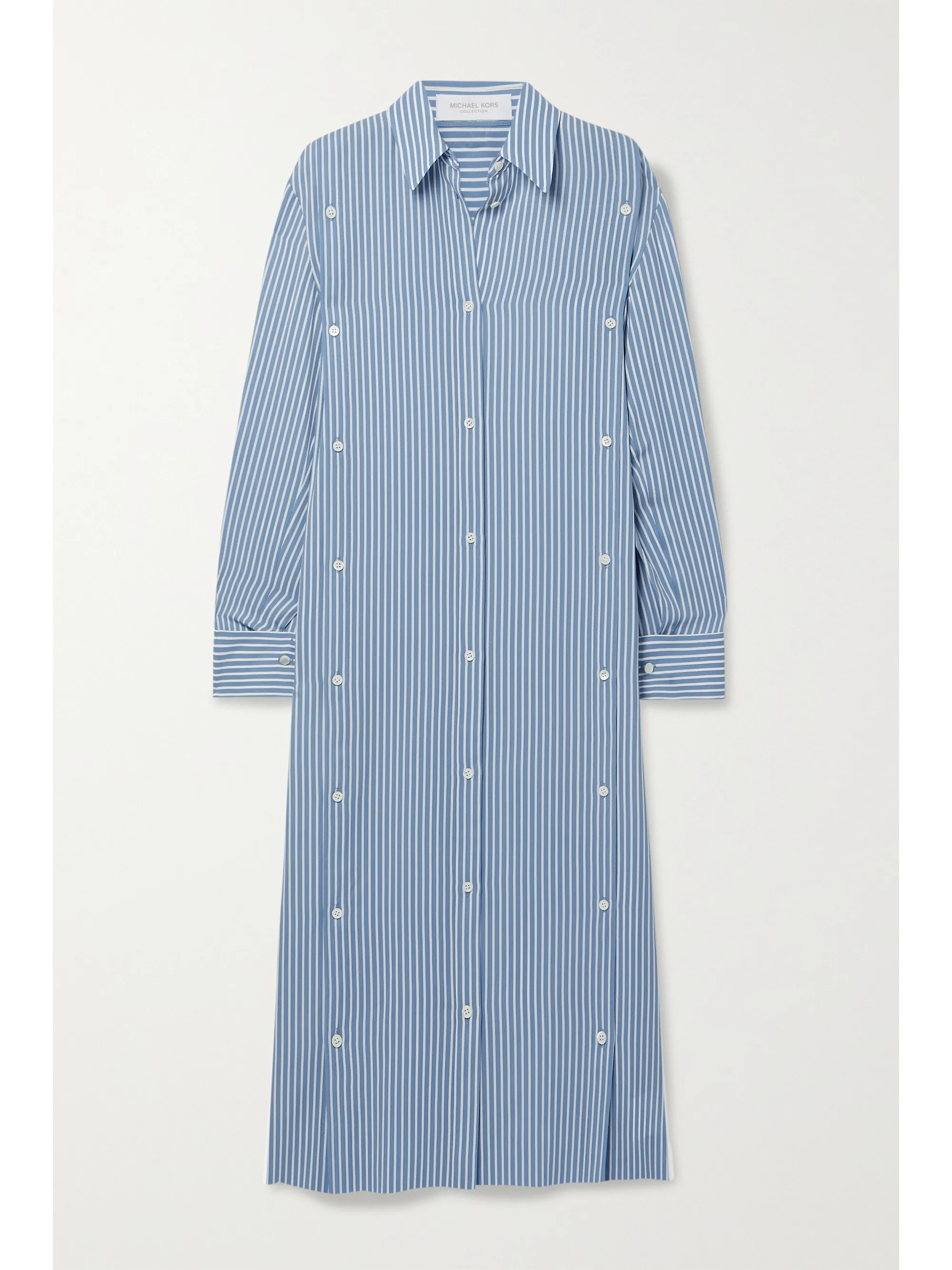 Striped silk-georgette midi shirt dress | NET-A-PORTER (US)