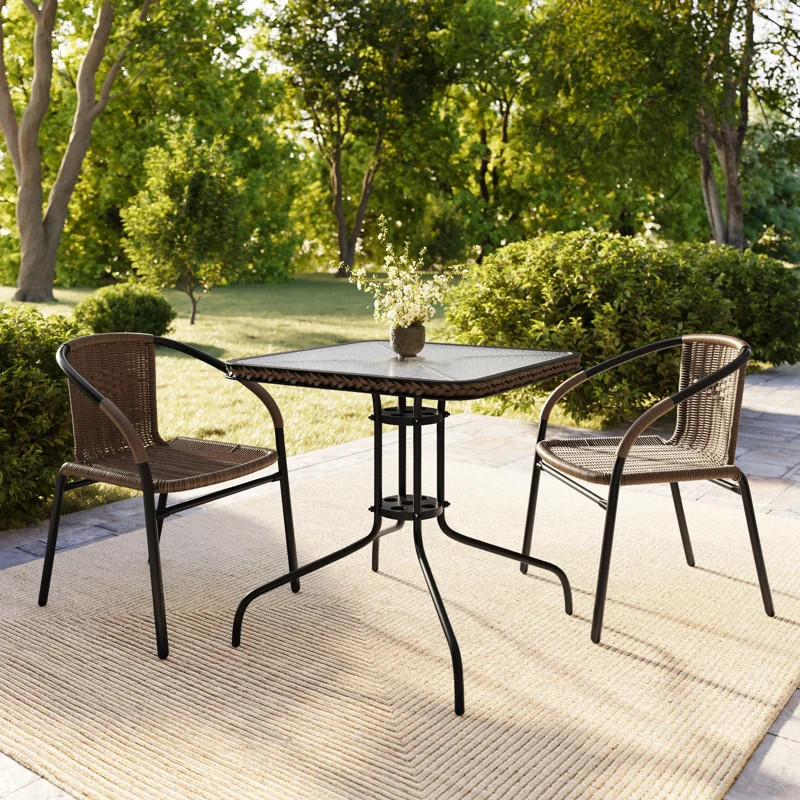 Arthor Rattan Indoor/Outdoor Stacking Restaurant Chairs (Set of 2) | Wayfair North America
