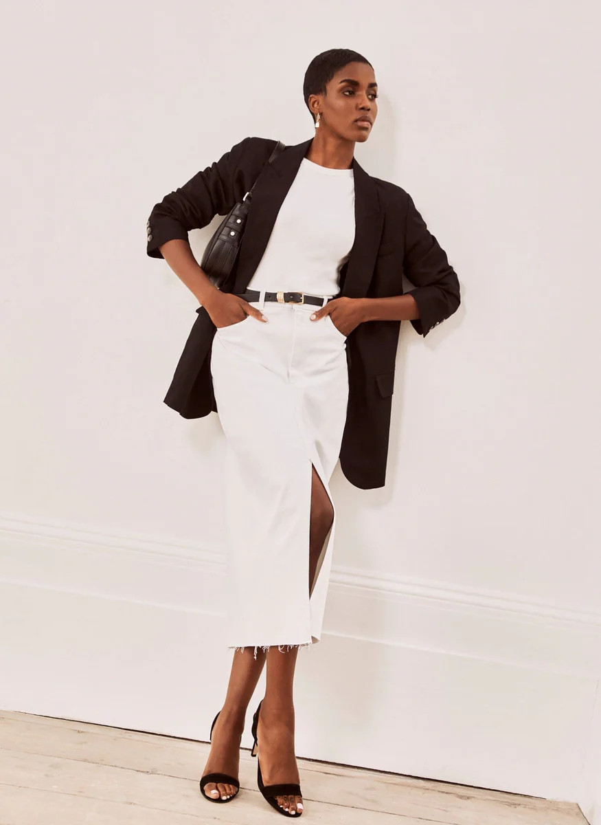 White Denim Midi Skirt | Mint Velvet