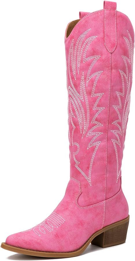 GLOBALWIN Women's The Western Cowboy Cowgirl Embroidered Knee High Boots | Amazon (US)