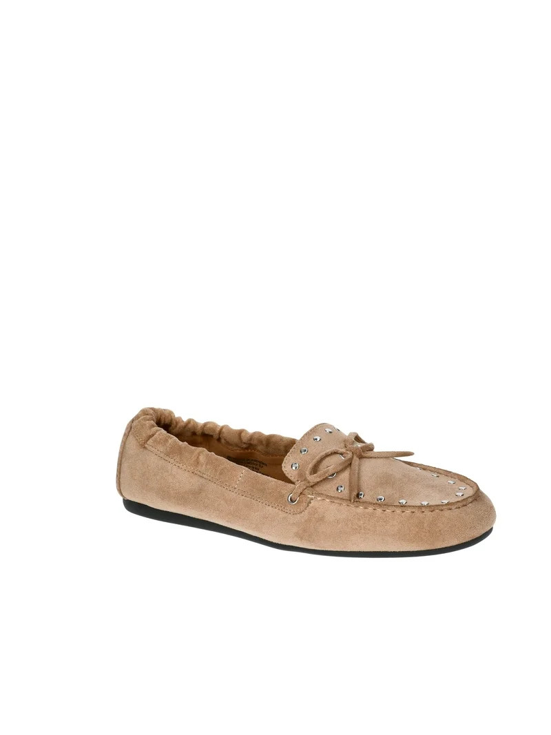 Time and Tru Women's Studded Faux Suede Moccasin Loafers | Walmart (US)