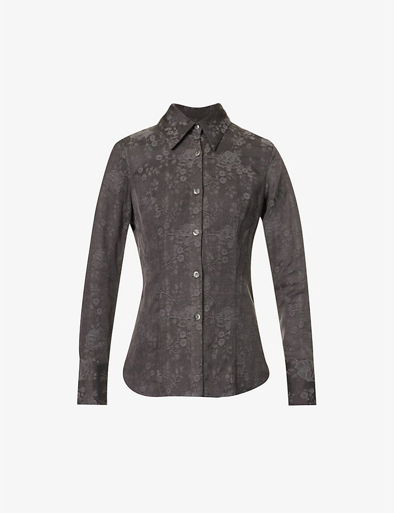 Floral-print slim-fit woven shirt | Selfridges