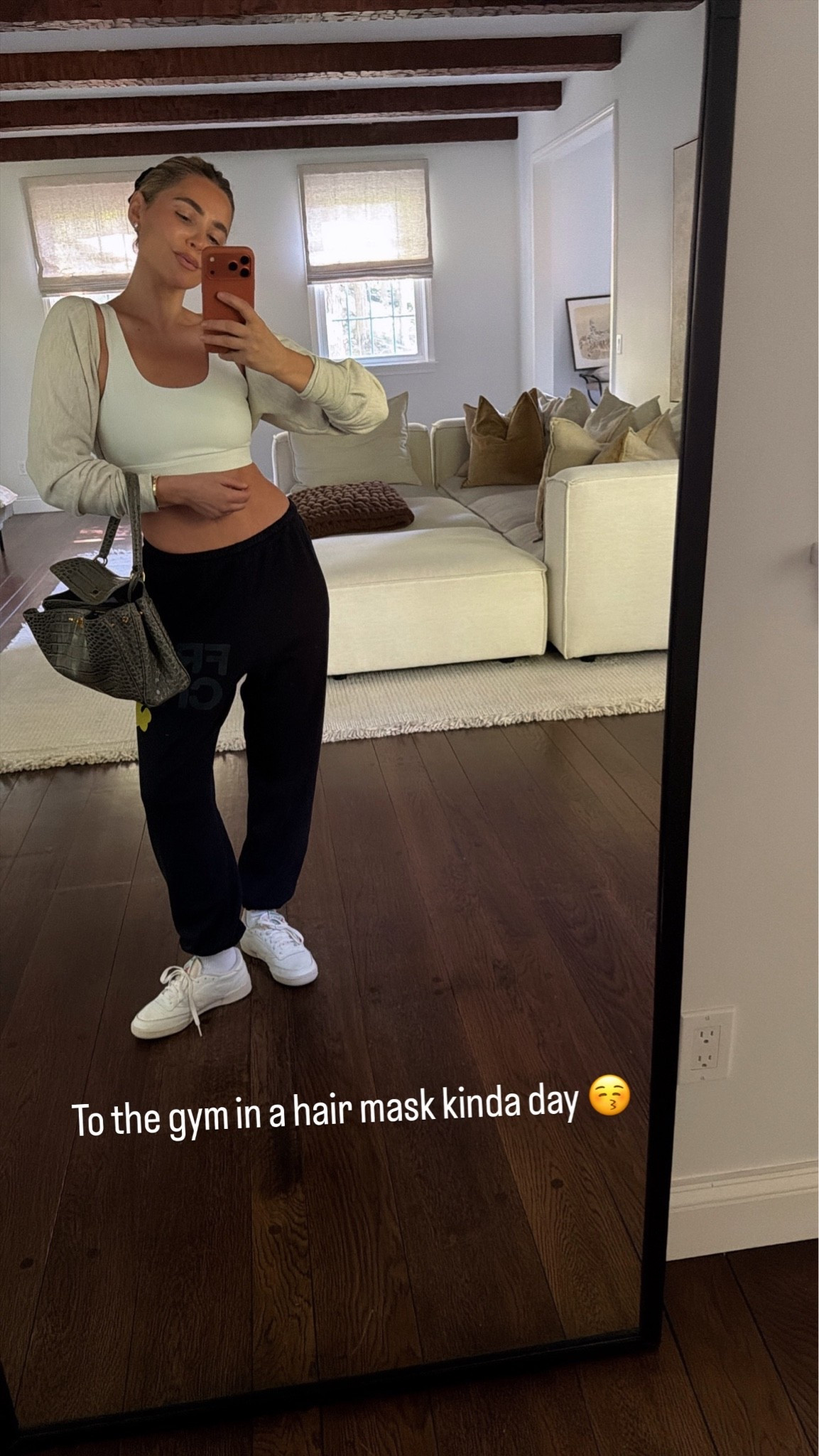 Shrug small 
Sweats small 
Sneakers tts
