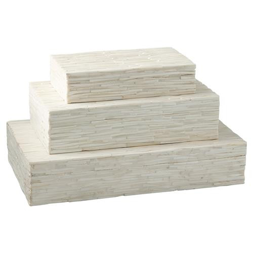 Studio A Home Modern Classic Rectangular Beige Bone Decorative Box - Small | Kathy Kuo Home