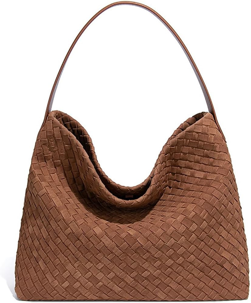 JYG Women's Braided Suede Tote Bag Trendy Crescent Shoulder Hobo Purse | Amazon (US)