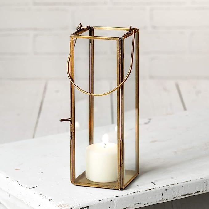 Attractive and Graceful Thin Hayworth Metal Lantern Candle Holder - Antique Brass Rustic Indoor /... | Amazon (US)