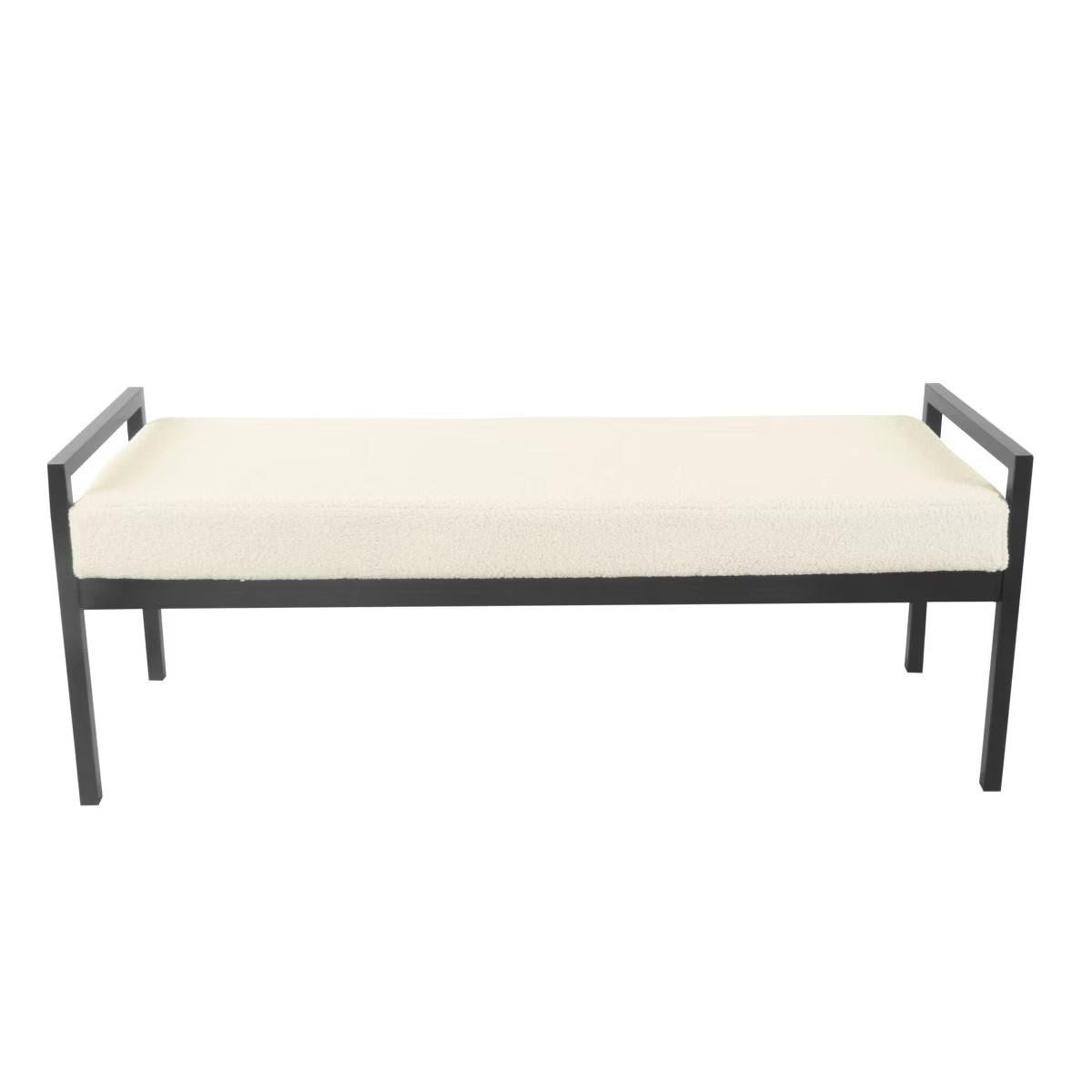 Modern Metal Faux Shearling Bench Cream - HomePop | Target