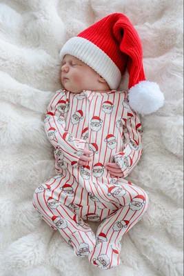 Christmas Bamboo Waffle Zipper Footie | Holly & Jolly | Caden Lane