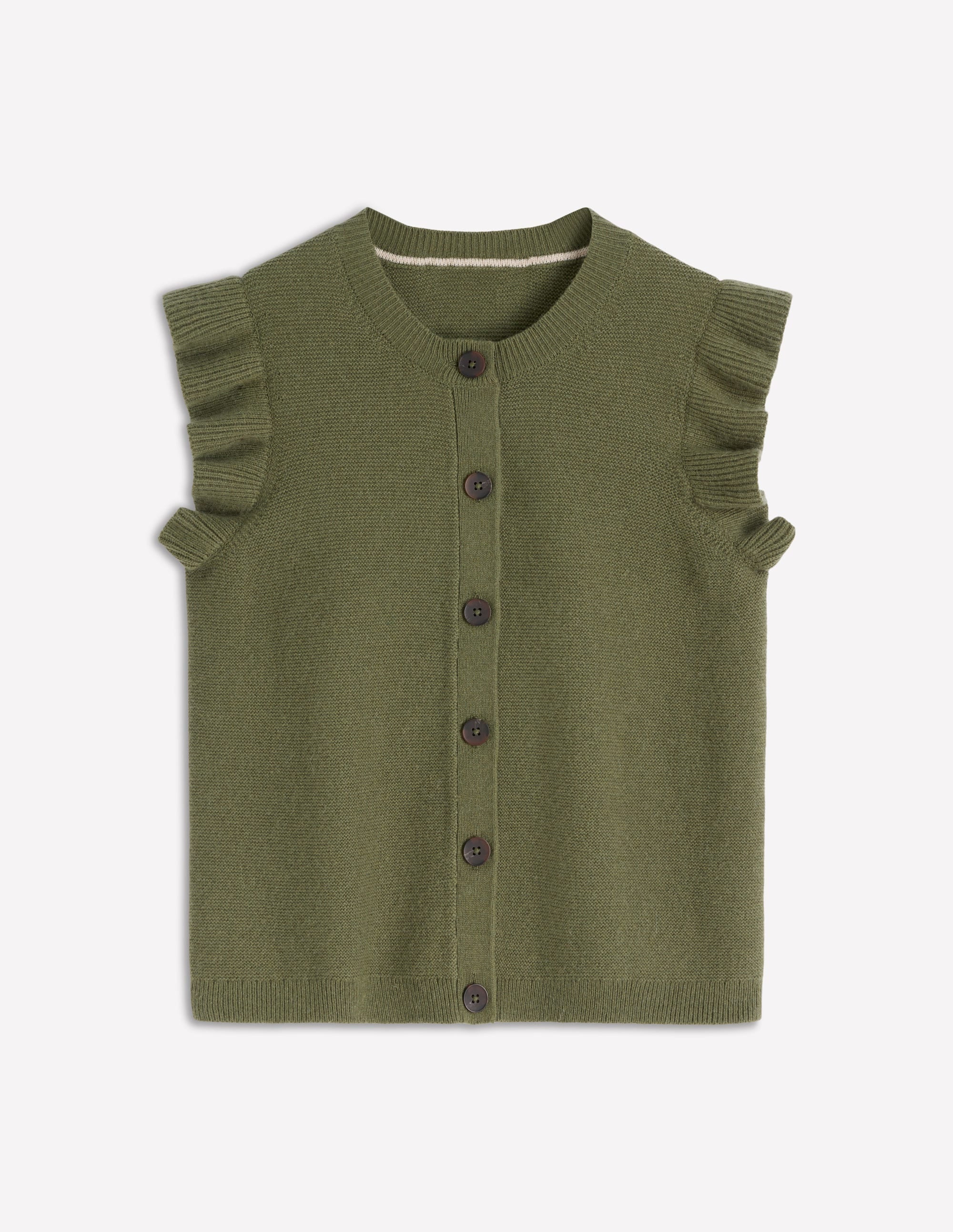 Frill Detail Waistcoat-Woodland Green Melange | Boden (US)