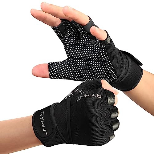 RYMNT Workout Gloves with Wrist Wrap Support, Weight Lifting Gloves with Full Palm Protection & Extra Grip for Men Women Gym Exercise, Cross Training, Weightlifting, Pull ups, Aron Black-L | Amazon (US)