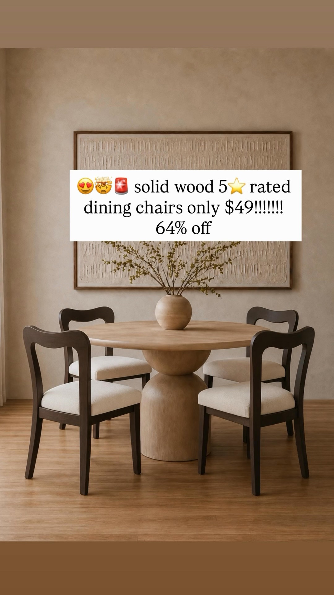 🤯🚨 $49 solid wood dining chair sale!!!!! These look like a $700 Arhaus style!!