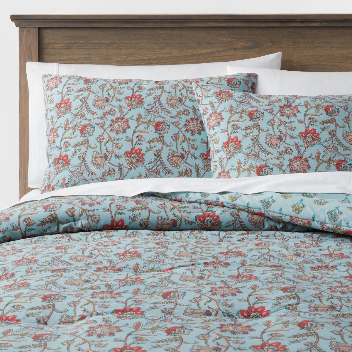 Floral Printed Comforter & Sham Set Light Teal Blue - Threshold™ | Target
