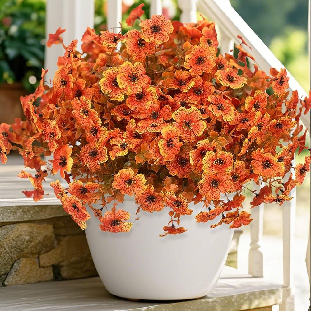 12 Bundles Artificial Fake Fall Flowers Plants for Outdoor Decoration, Fake Mums, Realistic Faux ... | Amazon (US)