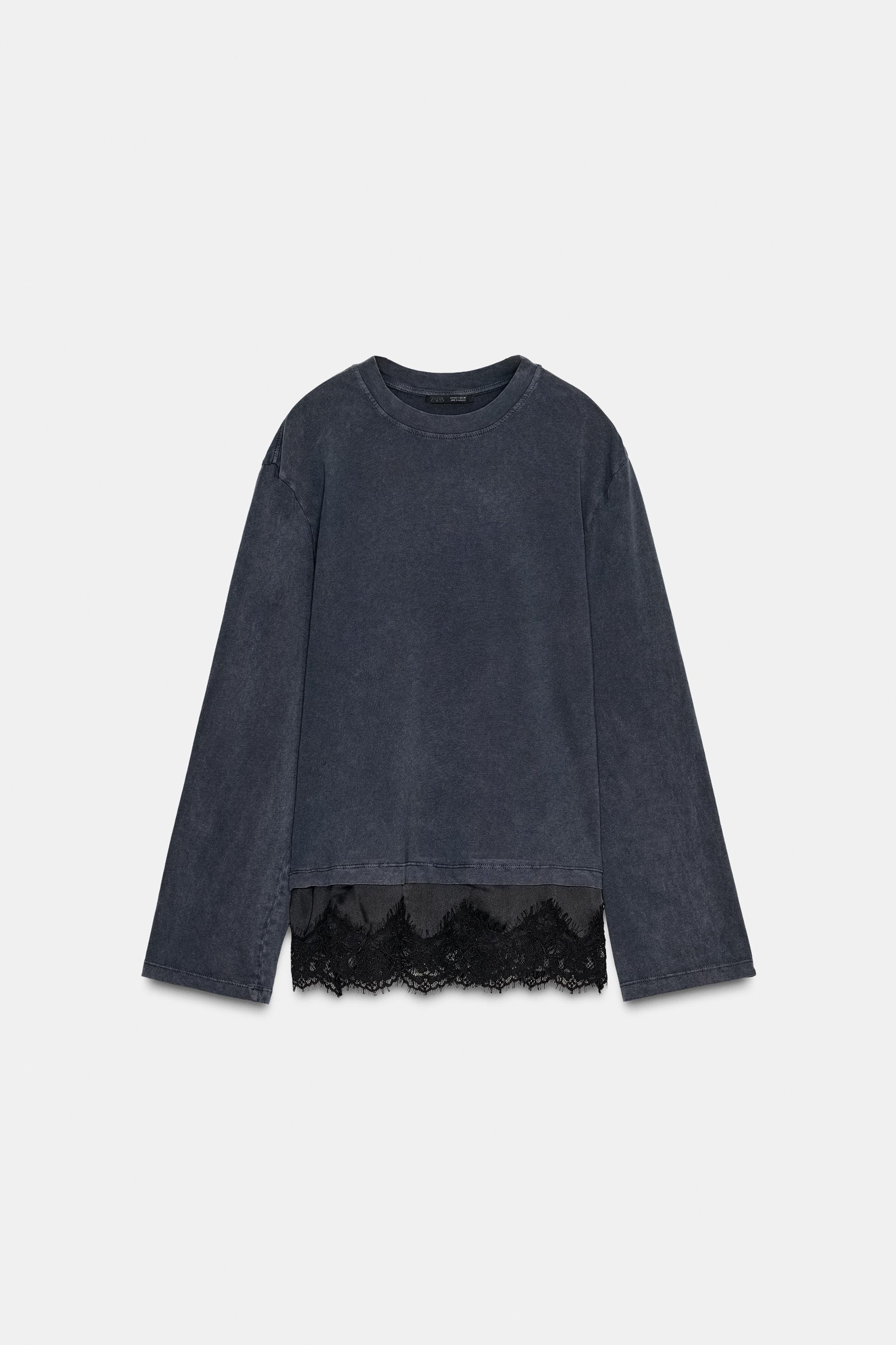 CONTRAST LACE T-SHIRT | Zara UK