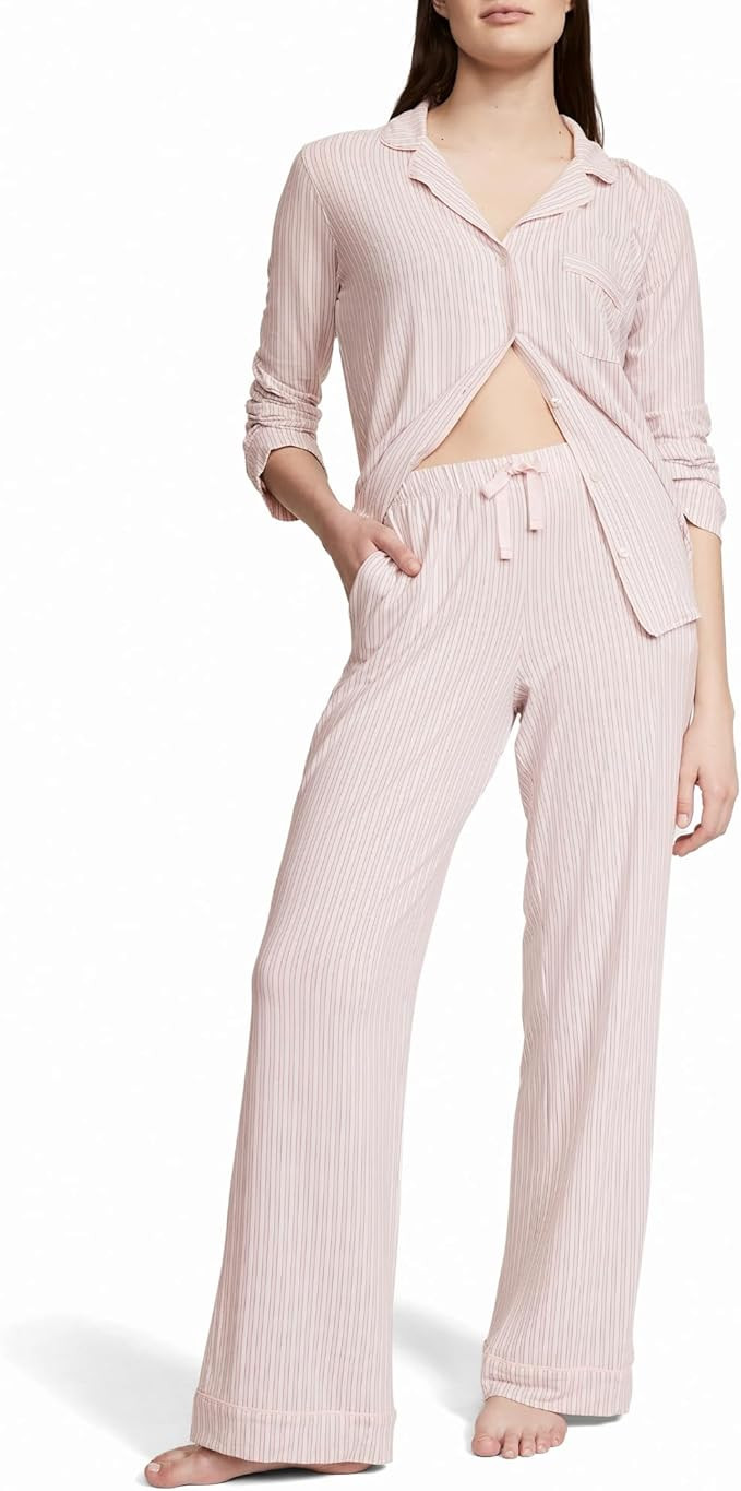 Victoria's Secret Modal Pajama Set, Long Sleeve Button Down Shirt and Pajama Pants, Sleepwear for... | Amazon (US)