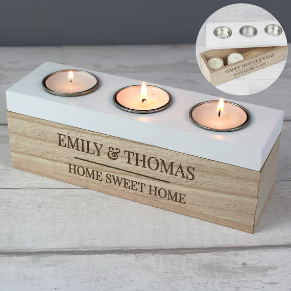 Personalised Classic Triple Tea Light Box  Tealight Box  New | Etsy | Etsy (US)