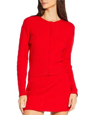 Gianni Bini Cropped Cable Coordinating Long Sleeve Cardigan | Dillard's | Dillard's