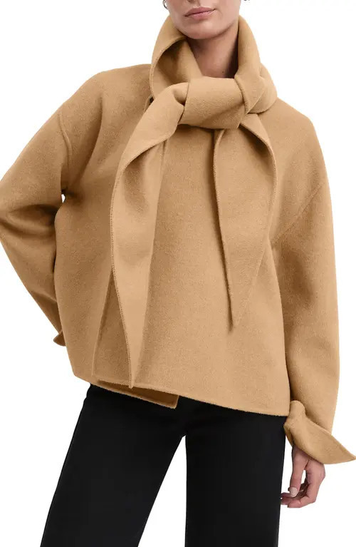 Favorite Daughter The Jamie Wool Blend Scarf Coat in Camel at Nordstrom, Size Small | Nordstrom