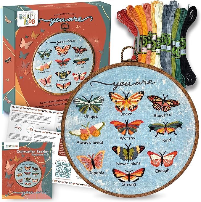 CRAFTILOO You are Hand Embroidery kit for Beginners .Beginner Embroidery kit for Adults with Stam... | Amazon (US)