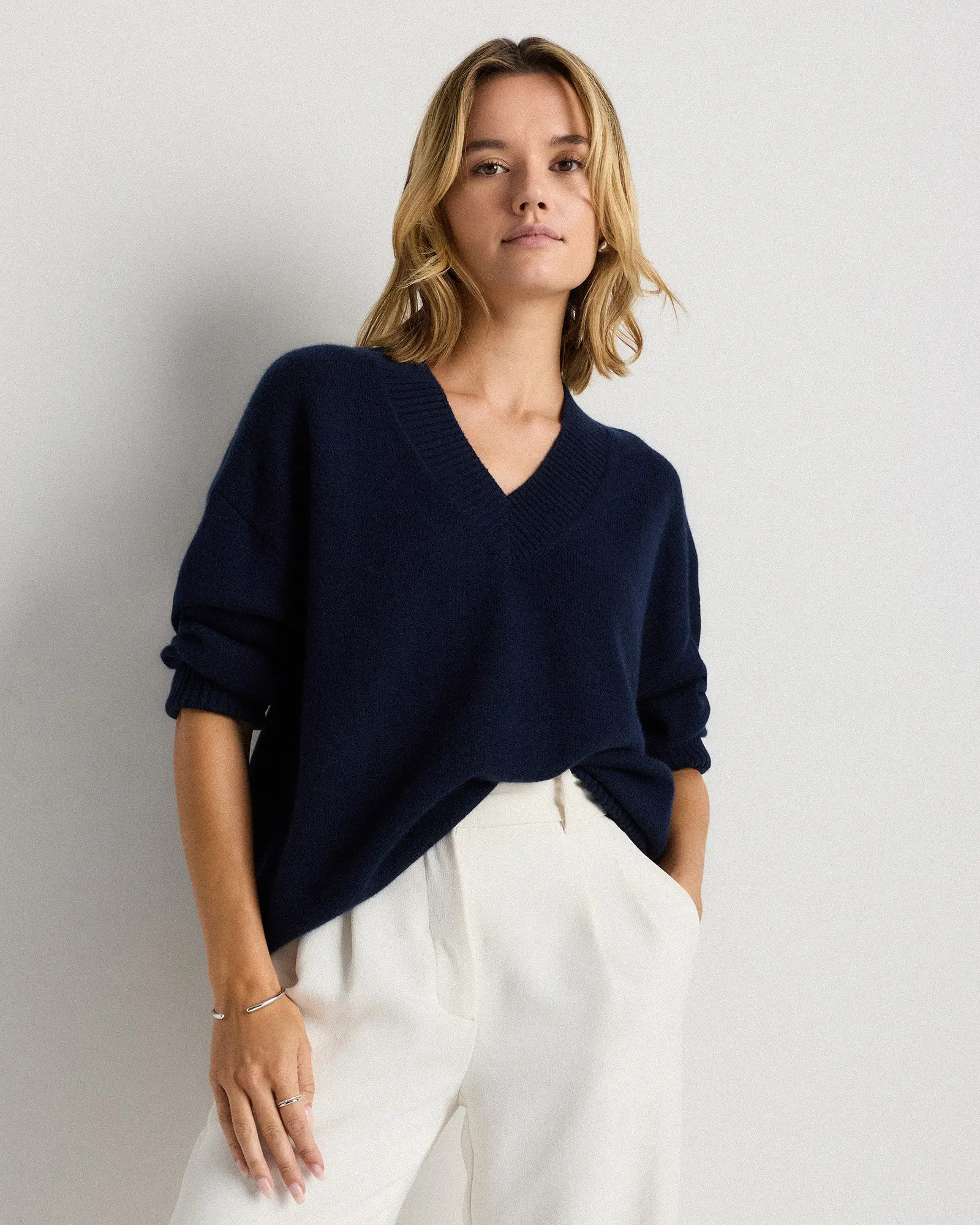 Mongolian Cashmere Oversized V-Neck Sweater | Quince