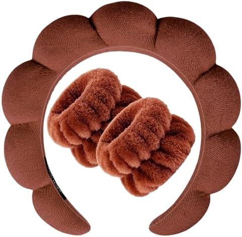 Zkptops Spa Headband for Washing Face Wristband Set Sponge Makeup Skincare Terry Cloth Bubble Sof... | Amazon (US)