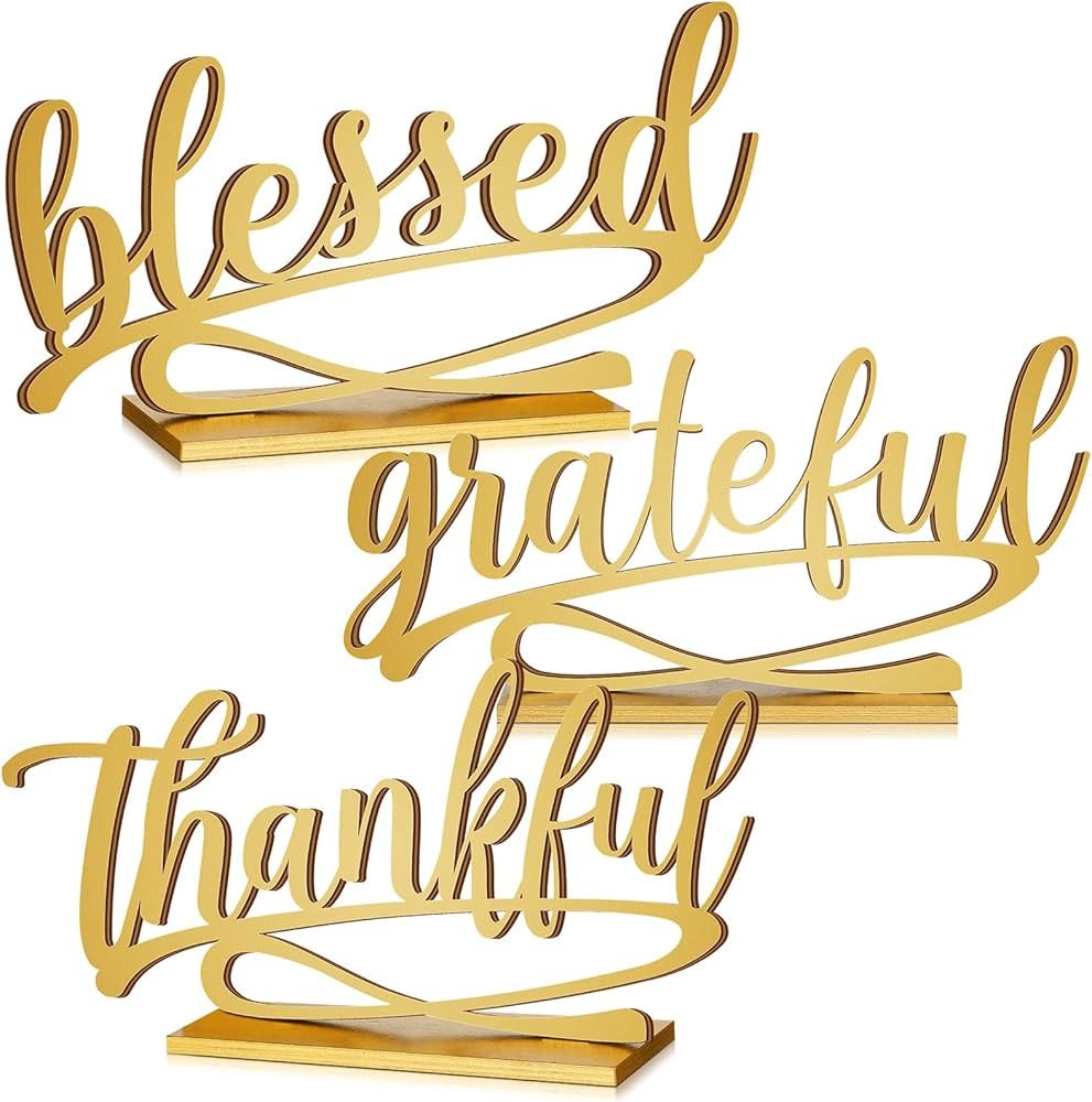 3 Pieces Thanksgiving Fall Letter Table Sign Thankful Grateful Blessed Standing Letter Table Sign... | Amazon (US)