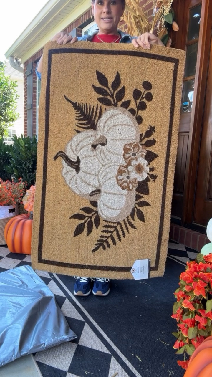 This will be a perfect rug for my front door for fall. It’s brown leaves and not black. #frontporch #doormat #rug 

#LTKU #LTKSeasonal #LTKHome