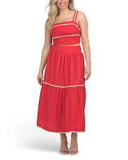 Cotton Embroidered Trim Top And Maxi Skirt Set | Juniors | Marshalls | Marshalls