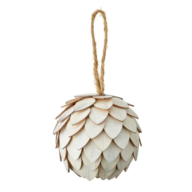 White Pinecone Hanging Ornament, 3.54 in, by Holiday Time | Walmart (US)
