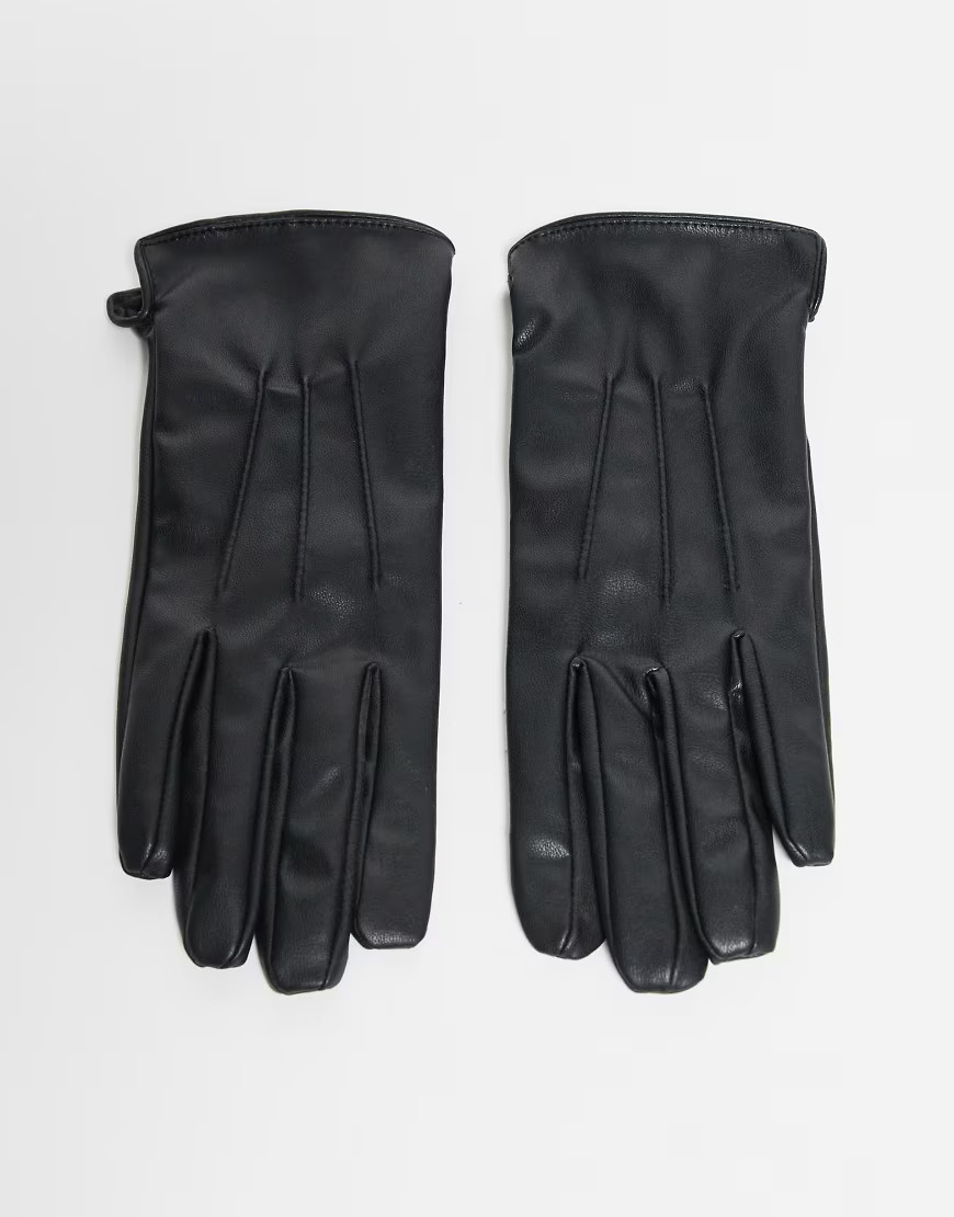 Pieces leather look gloves in black | ASOS (Global)