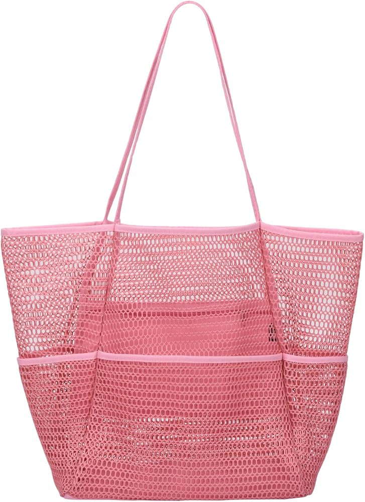 Mesh Beach Tote Large Bag 2023 Upgrade for Women with Multiple Pockets for Family Travel Swimming... | Amazon (US)