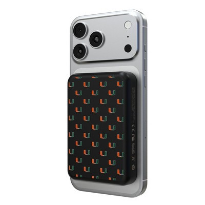 University of Miami Hurricanes Fashion Pattern Wireless Mag Power Bank | Target