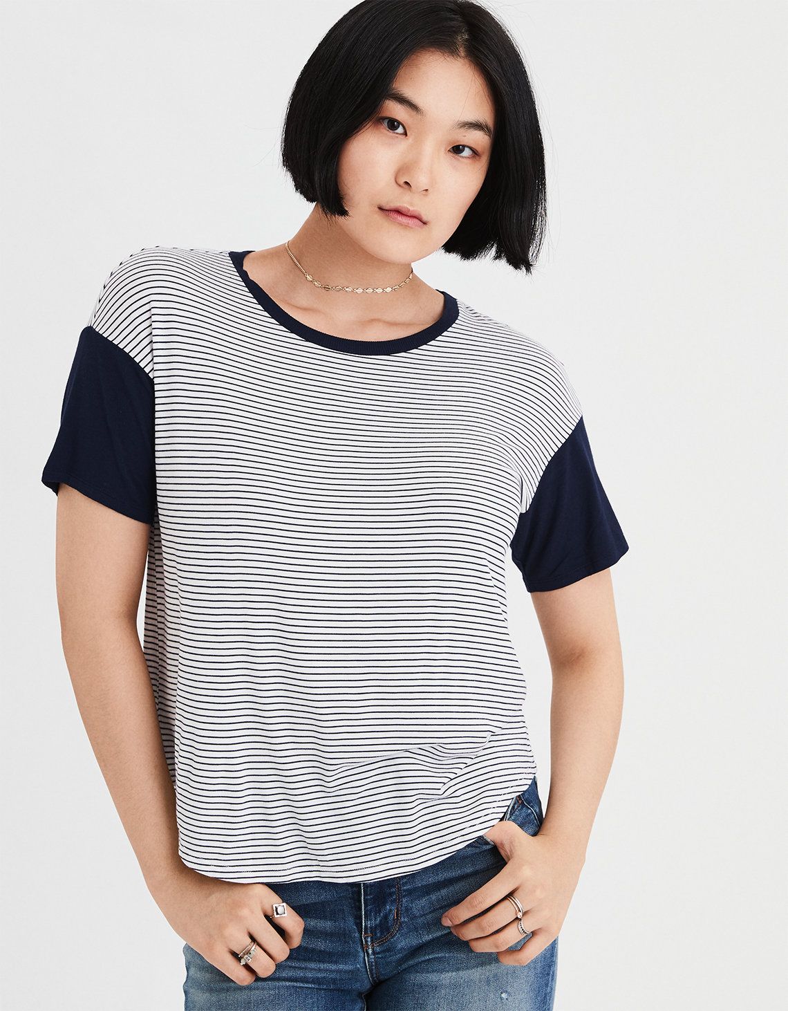 AE Soft & Sexy Sporty T-Shirt, Blue | American Eagle Outfitters (US & CA)