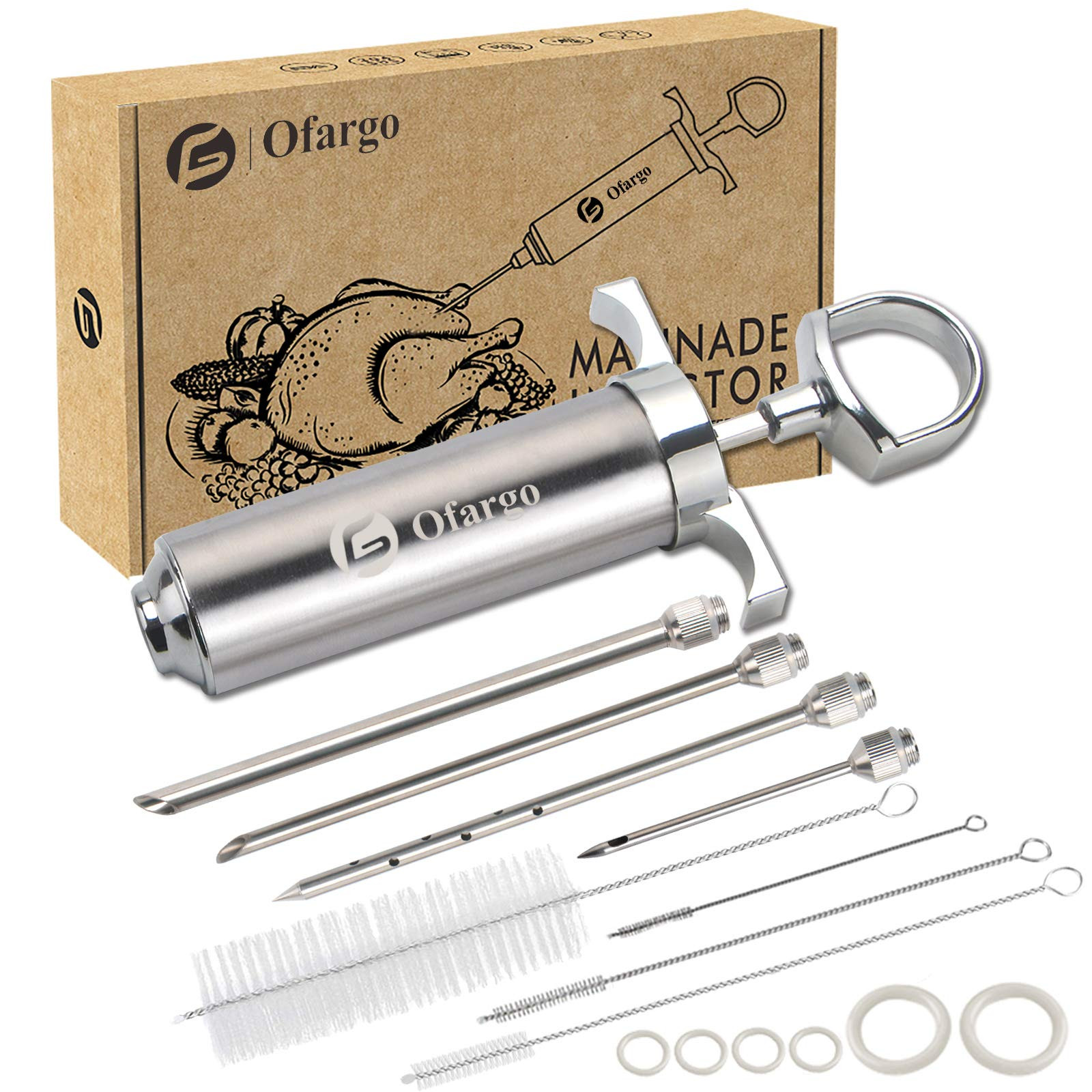 Ofargo Stainless Steel Meat Injector Syringe Kit with 4 Marinade Needles for BBQ Grill Smoker, Gi... | Amazon (US)