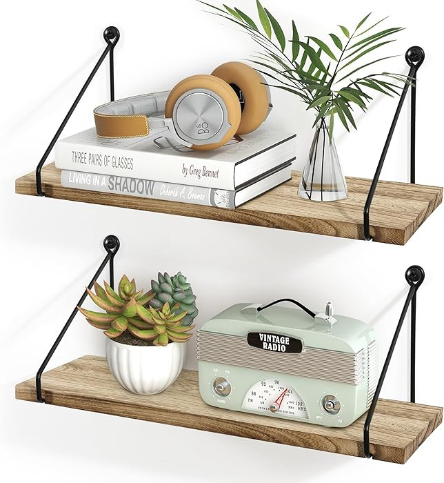 Sapowerntus Floating Shelves Wall Mounted Shelf Rustic Light Wood Bathroom Bedroom Kitchen Hangin... | Amazon (US)