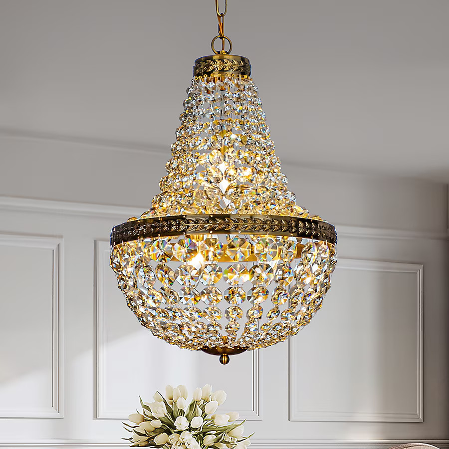 AloaDecor Lighting 4 -Light Antique Gold Vintage Crystal For Use in Bedrooms, Dining Rooms, Foyer... | Lowe's